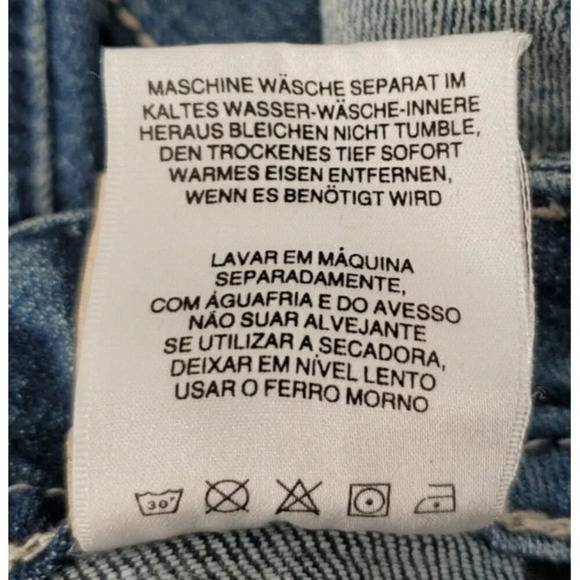 MISS ME Bermuda Jean Shorts Size 27 Blue Embroidered Studs Rhinestone Zip Fly - Picture 9 of 9